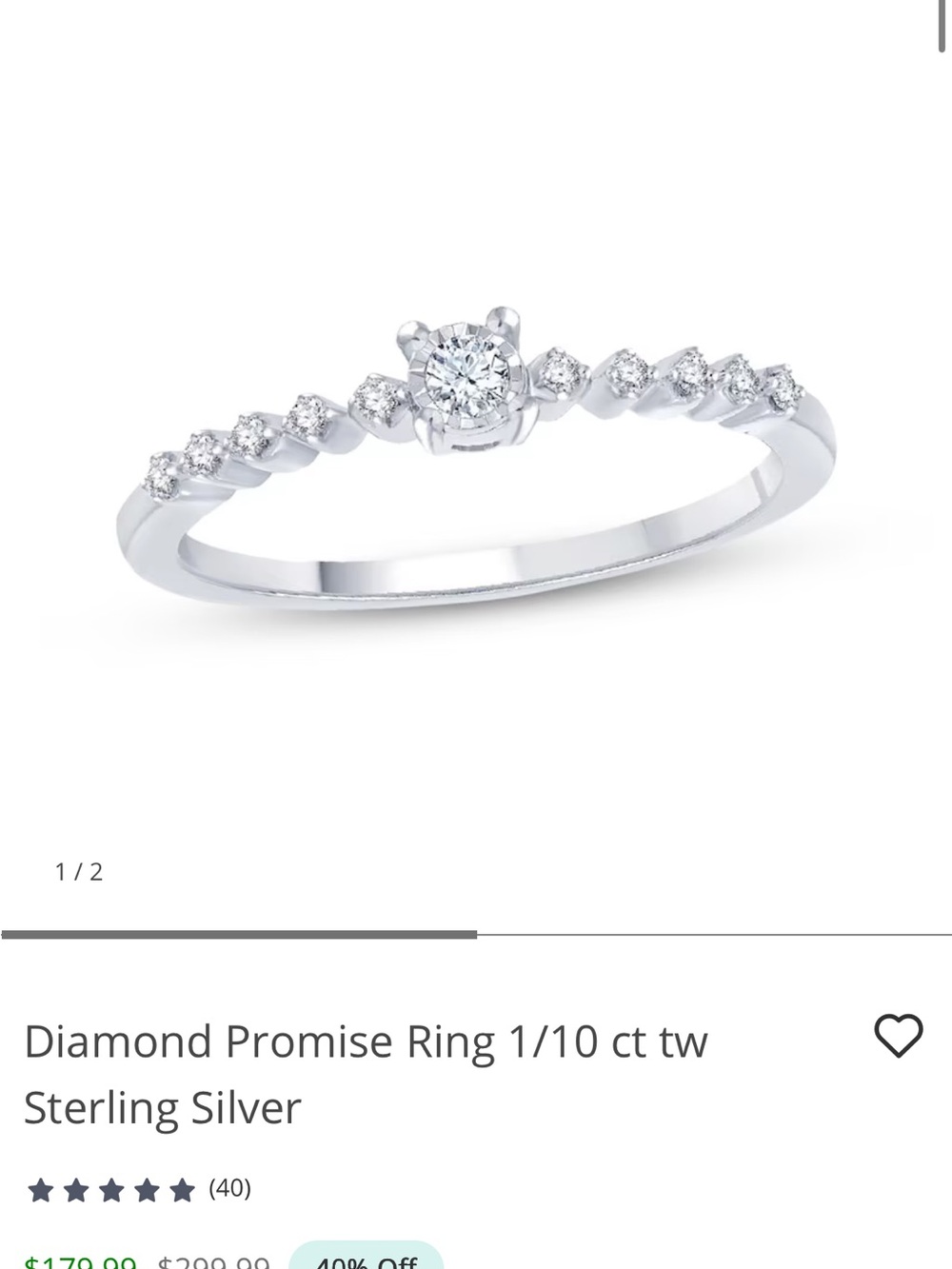Kay Jewelers Sterling Silver Diamond Accent Promise Ring - Silver